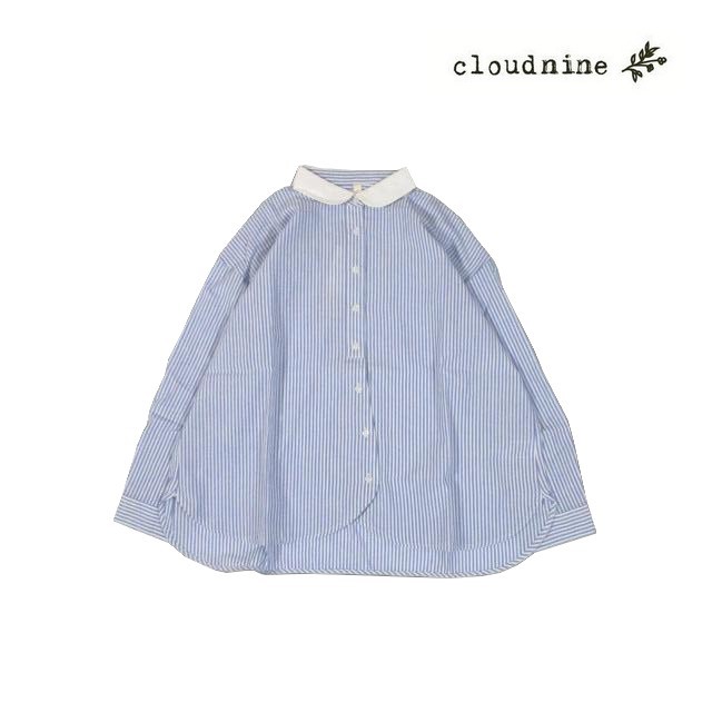 cloud nine クラウドナイン 丸襟ストライプ柄シャツブラウス