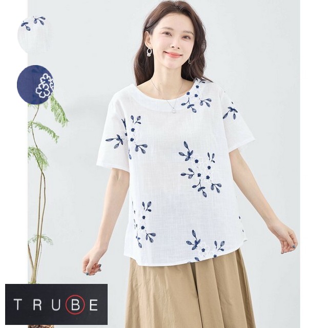 trube 刺繍花柄コットンプルオーバー