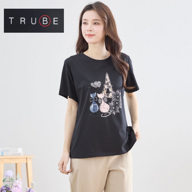 trube ロマンティックキャットデコレーションｔシャツ