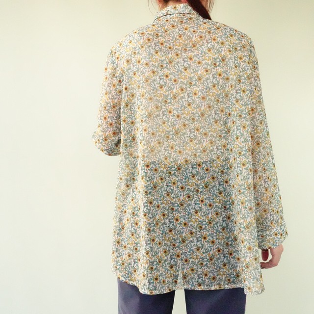 coral 小花プリントシフォンブラウス その4