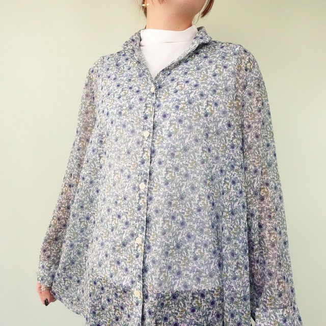 coral 小花プリントシフォンブラウス その6
