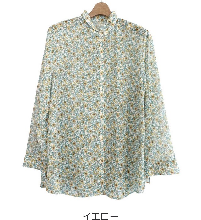 coral 小花プリントシフォンブラウス その10