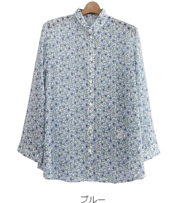 coral 小花プリントシフォンブラウス その11