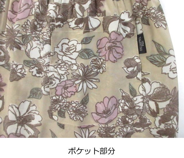 プリーツ加工花柄ちりめんプリント後ろボタン開きエプロン その8