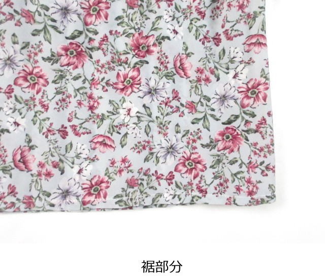 プリーツ加工コシボチリメン花柄プリント後ろボタン開きエプロン その9