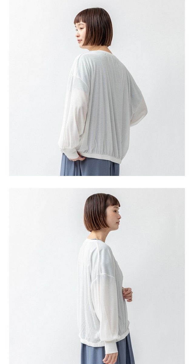 m.m.o 接触冷感クルーネックボリューム袖UVカーディガン その3