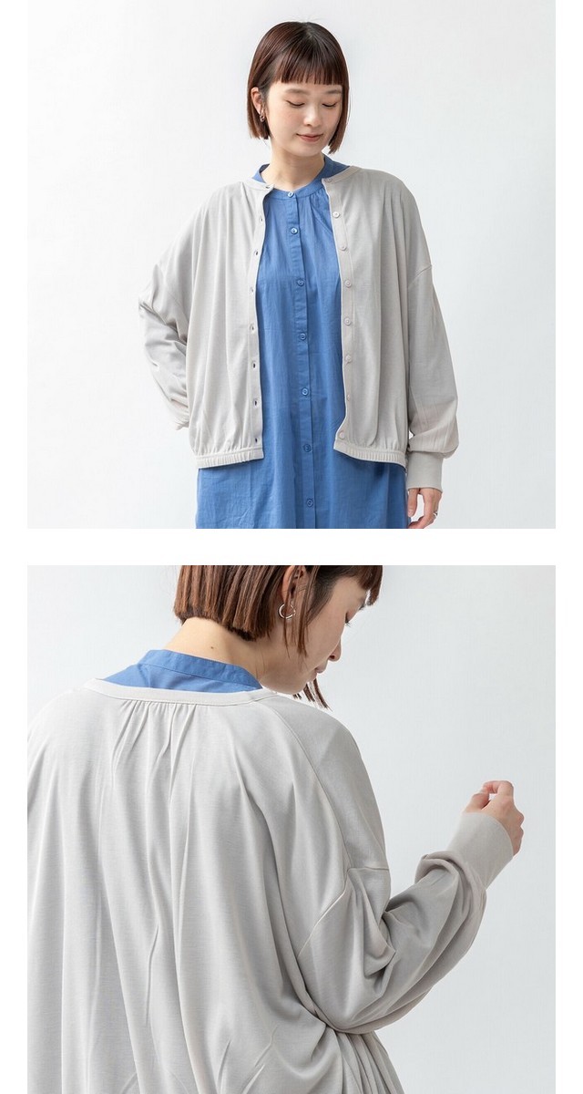 m.m.o 接触冷感クルーネックボリューム袖UVカーディガン その5