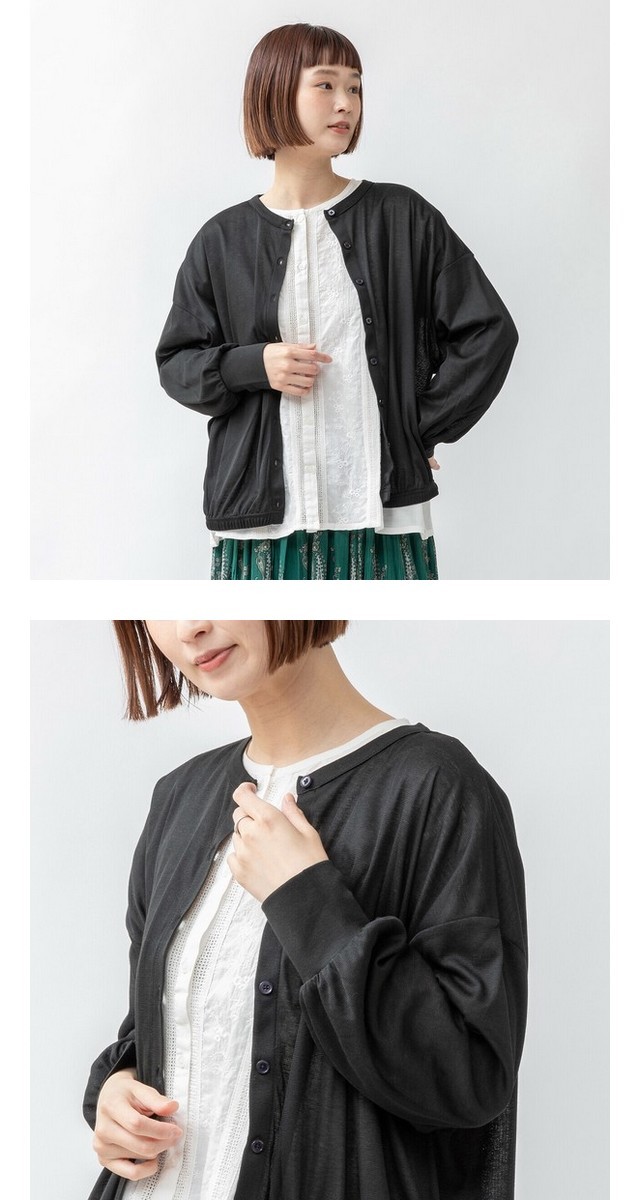 m.m.o 接触冷感クルーネックボリューム袖UVカーディガン その11