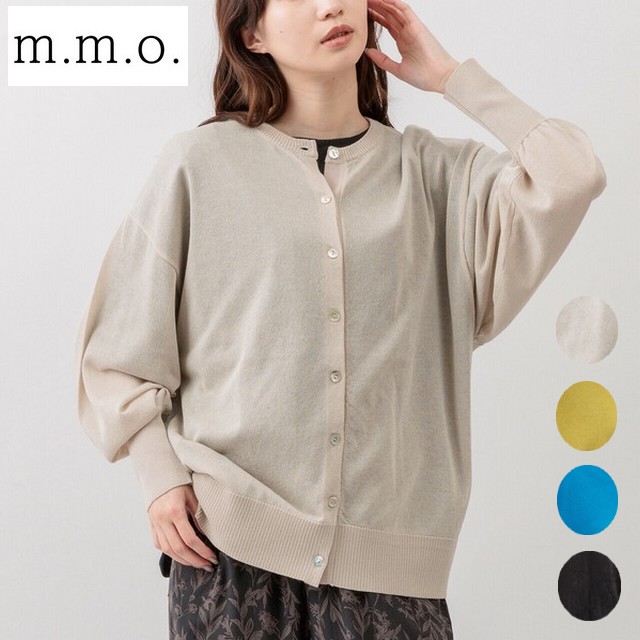 m.m.o 前立てに配色を施したクルーネックカーディガン