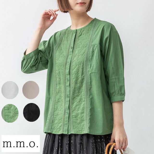 m.m.o 綿100％キャンブリック刺繍レースブラウス