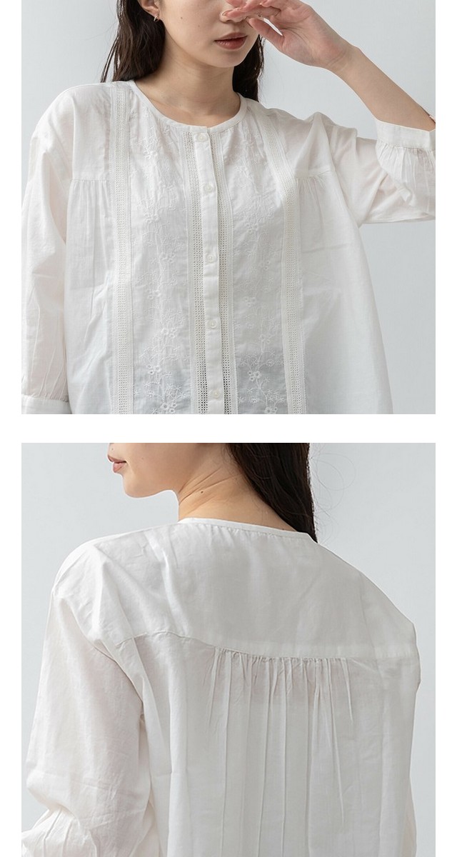 m.m.o 綿100％キャンブリック刺繍レースブラウス その4