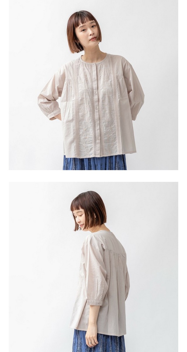 m.m.o 綿100％キャンブリック刺繍レースブラウス その6