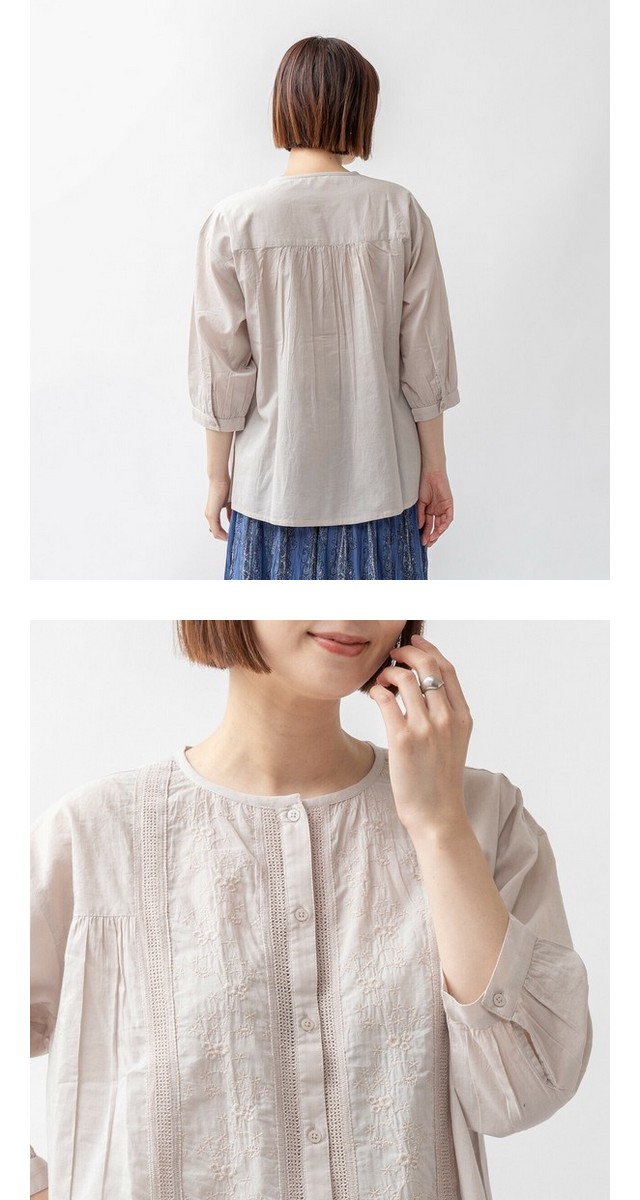 m.m.o 綿100％キャンブリック刺繍レースブラウス その7