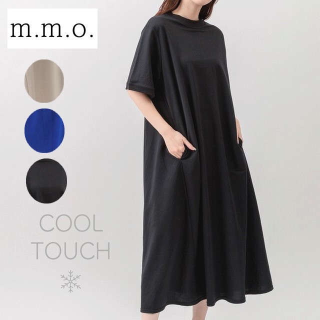 m.m.o 接触冷感レーヨンナイロン鹿の子リブ使いワンピース