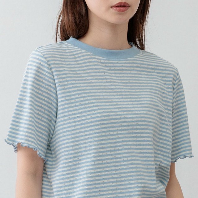 m.m.o クールネック半袖ボーダーTシャツ その11