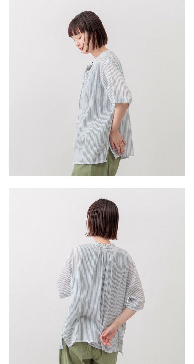 m.m.o コットンワッシャー襟フリル前開き２wayシャツブラウス その3