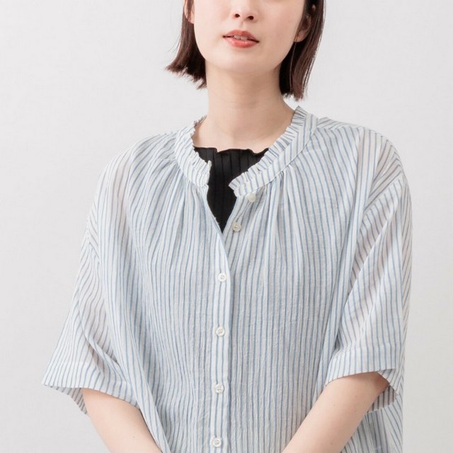 m.m.o コットンワッシャー襟フリル前開き２wayシャツブラウス その4