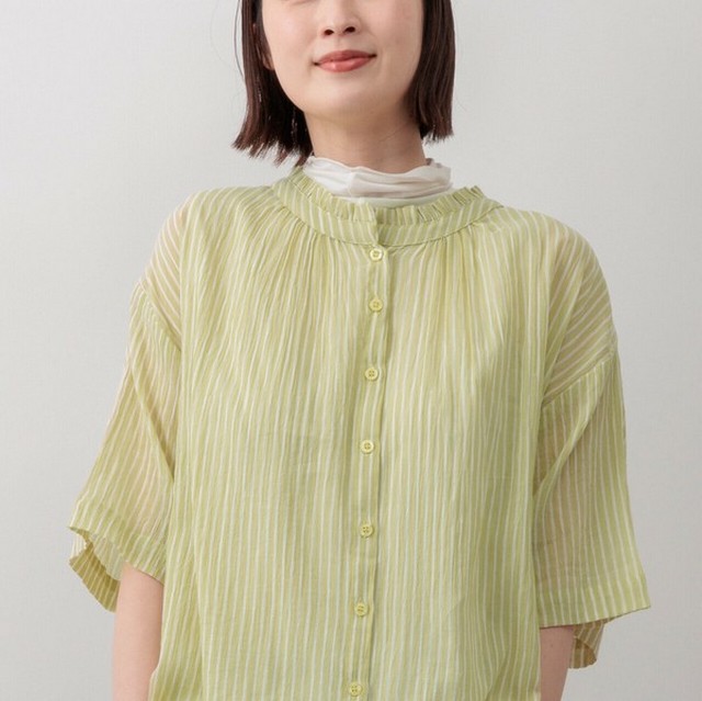 m.m.o コットンワッシャー襟フリル前開き２wayシャツブラウス その8