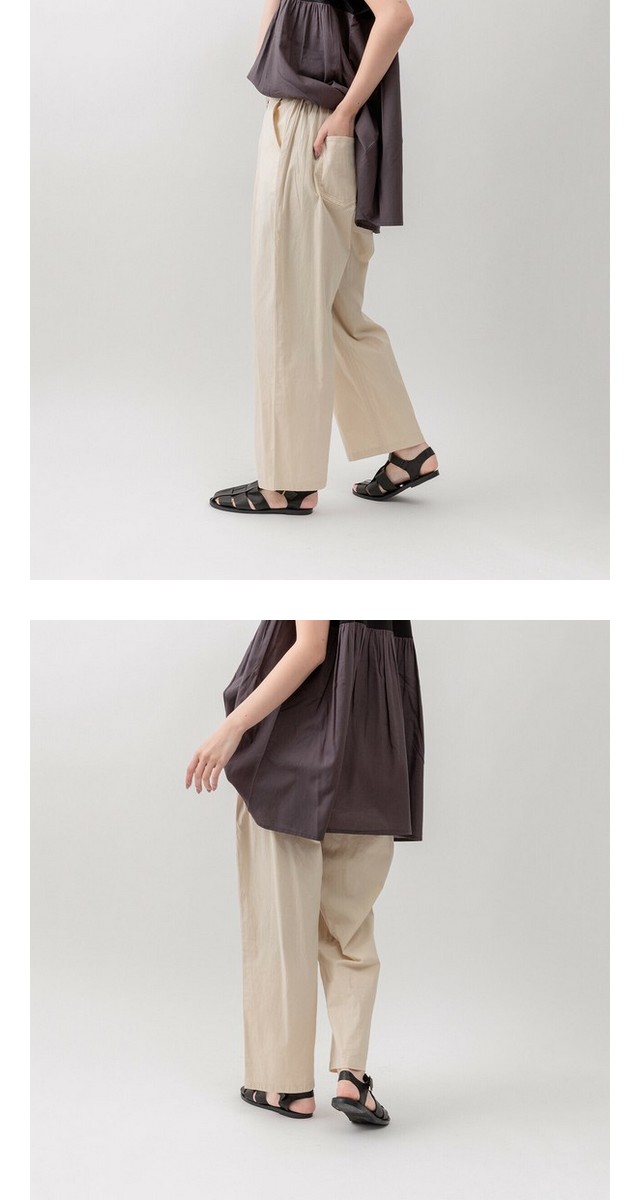 m.m.o 綿ストレッチポプリンタック入りストレートパンツ その3