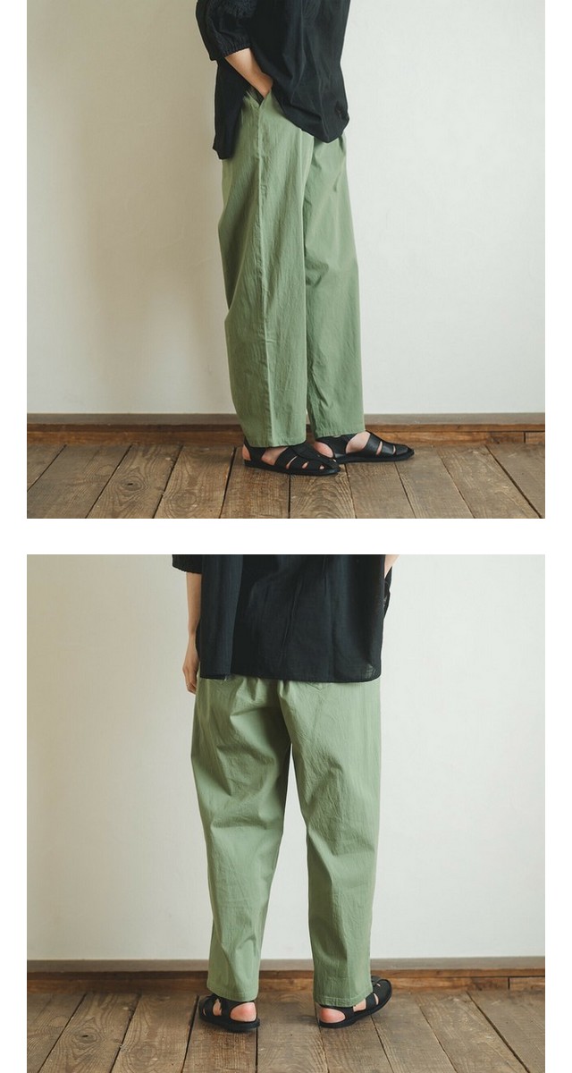m.m.o 綿ストレッチポプリンタック入りストレートパンツ その7