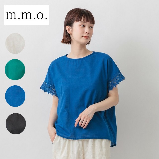 m.m.o 綿100％袖レースブラウス