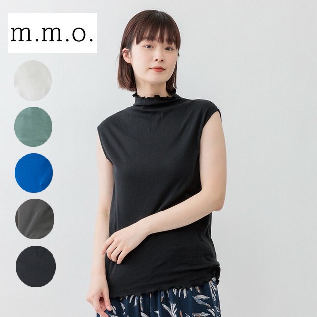 m.m.o ボトルネックシアーノースリーブTシャツ