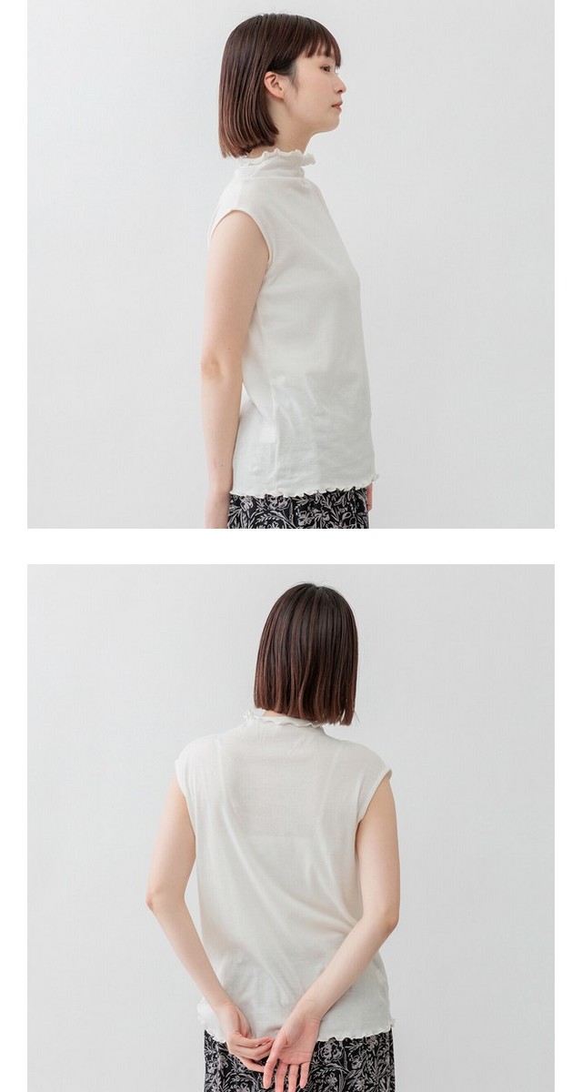 m.m.o ボトルネックシアーノースリーブTシャツ その3
