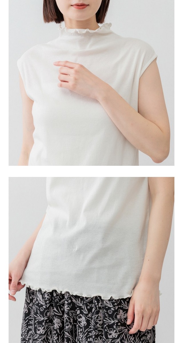 m.m.o ボトルネックシアーノースリーブTシャツ その4
