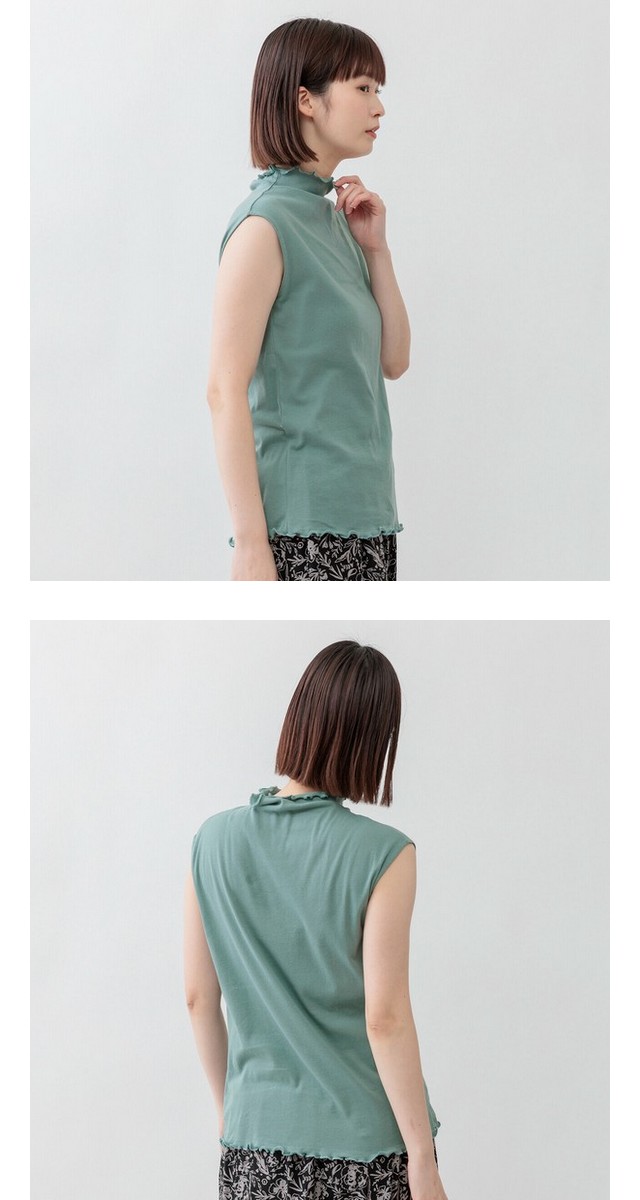 m.m.o ボトルネックシアーノースリーブTシャツ その6