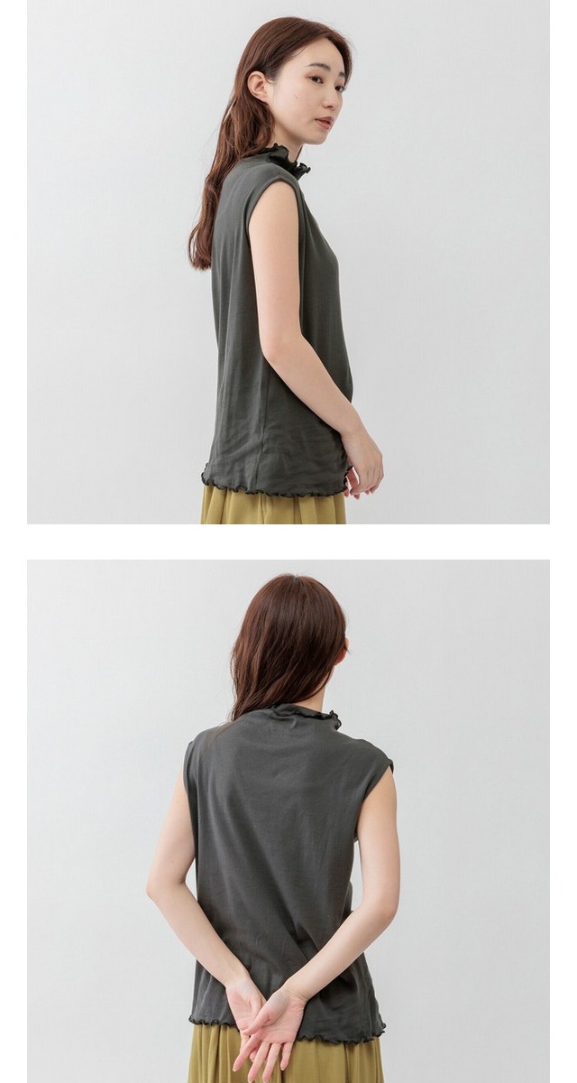 m.m.o ボトルネックシアーノースリーブTシャツ その10