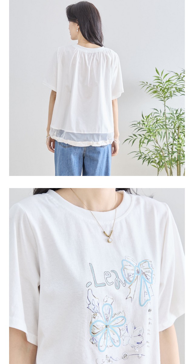 trube 裾ドロストフラワー＆リボンデザインカットソー その3