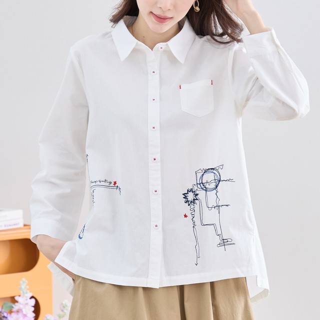 trube アート調刺繍コットンシャツ その2