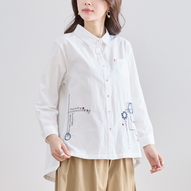 trube アート調刺繍コットンシャツ その4