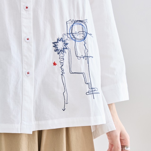 trube アート調刺繍コットンシャツ その7