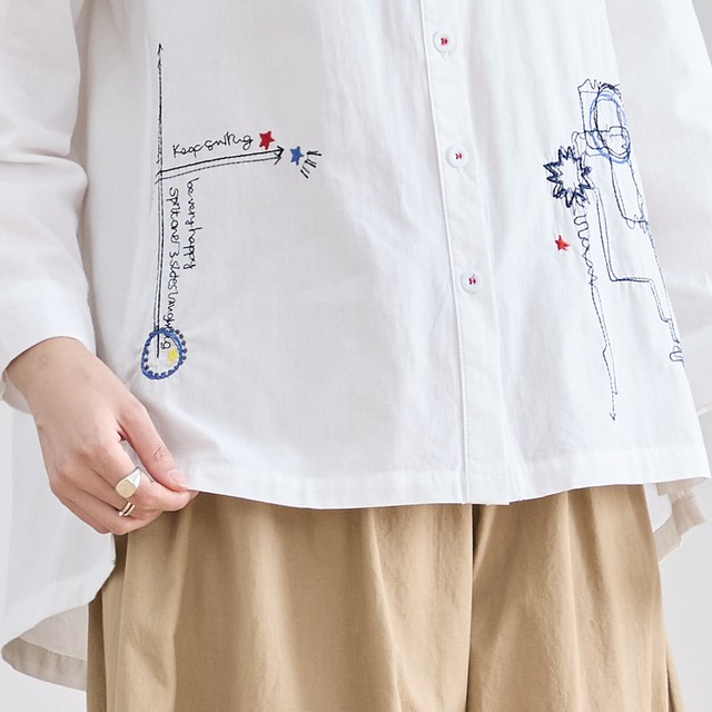 trube アート調刺繍コットンシャツ その8