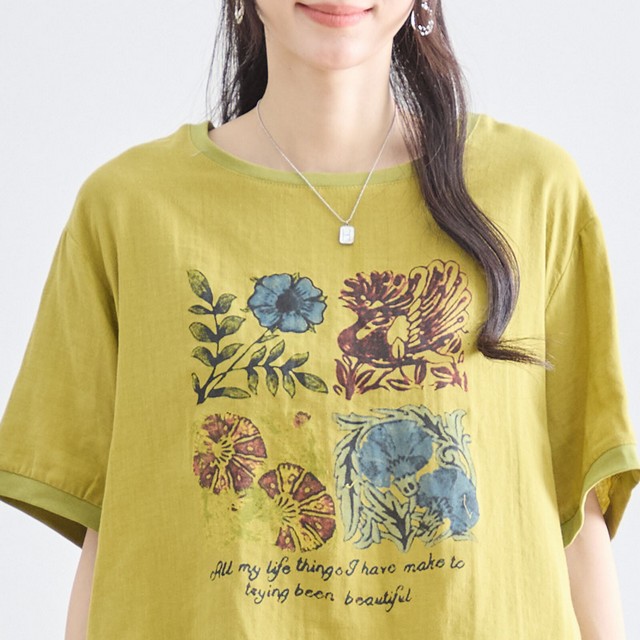 trube カラフルフラワーアートプリントTシャツ その6