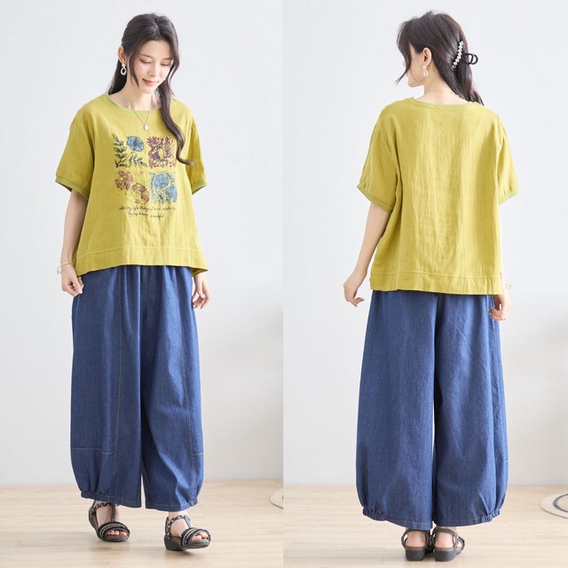 trube カラフルフラワーアートプリントTシャツ その7