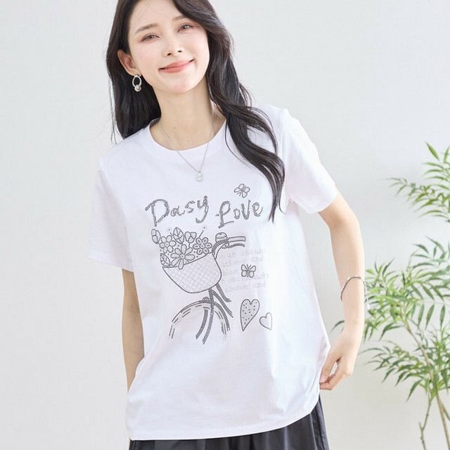 trube ラインストーンフラワーバスケットTシャツ その2