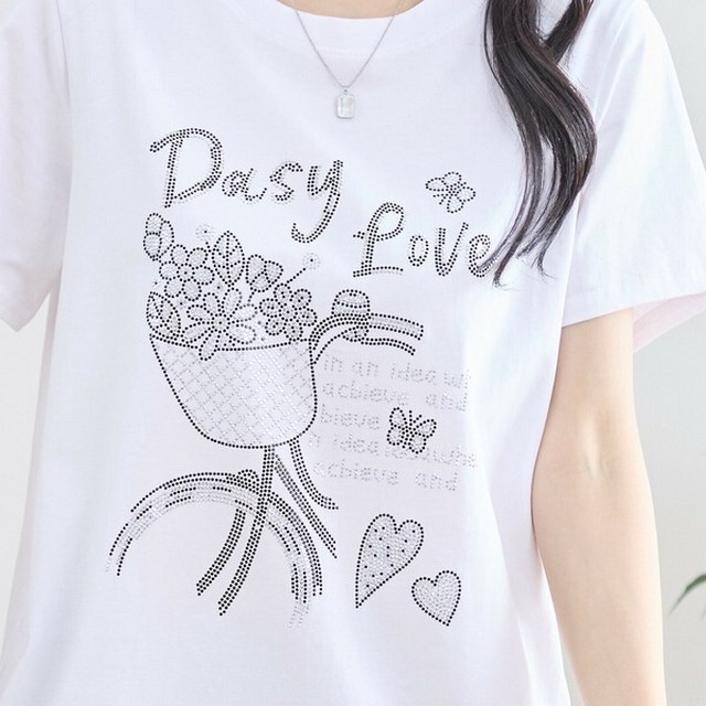 trube ラインストーンフラワーバスケットTシャツ その4