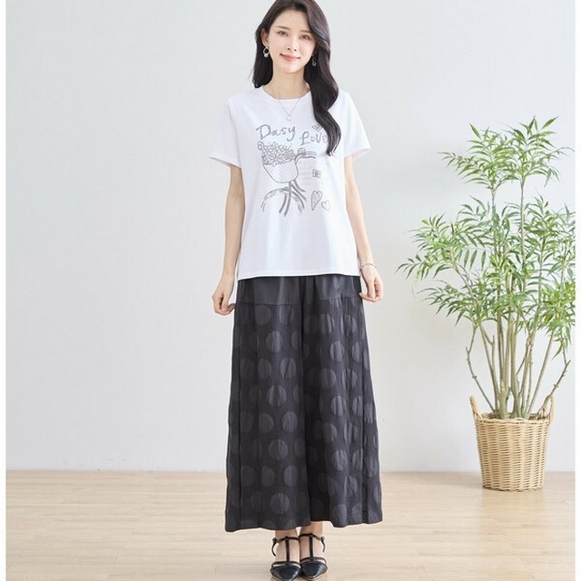 trube ラインストーンフラワーバスケットTシャツ その5