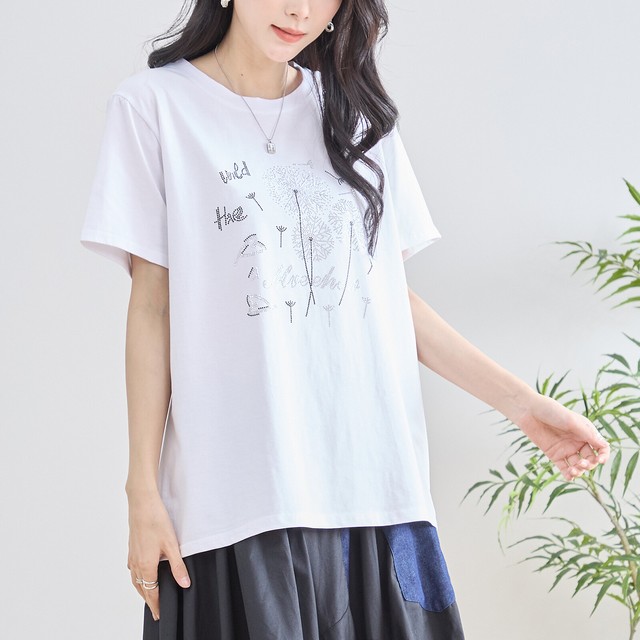 trube ラインストーンタンポポアートTシャツ その2
