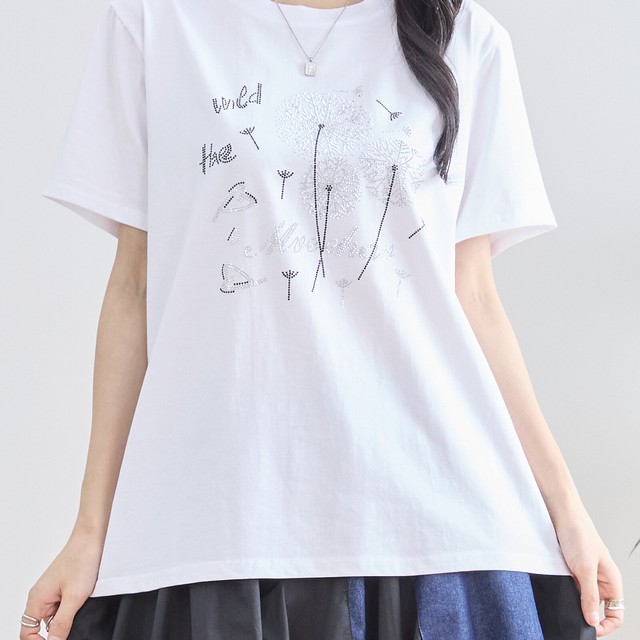 trube ラインストーンタンポポアートTシャツ その3