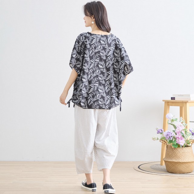 trube リーフ柄ドローストリングカットソー その6