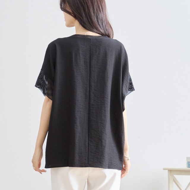 trube フラワーモチーフメッシュスリーブTシャツ その10