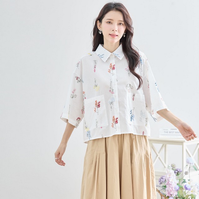 trube 草花刺しゅうシャツブラウス その6