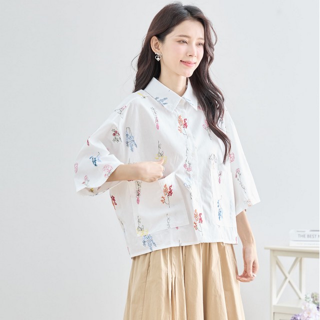 trube 草花刺しゅうシャツブラウス その8