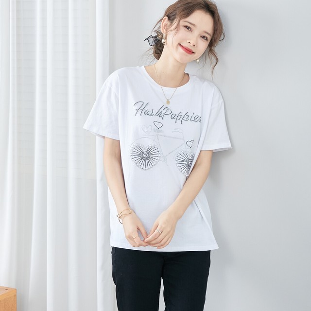 trube パールラインストーン自転車デザインTシャツ その2