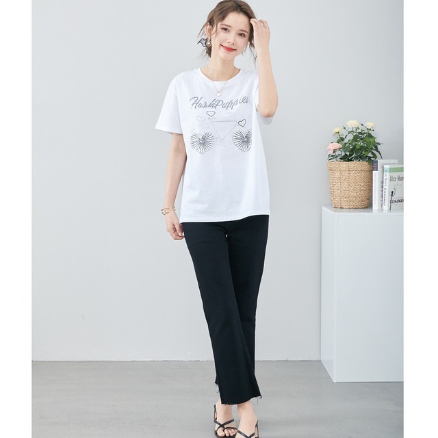 trube パールラインストーン自転車デザインTシャツ その4