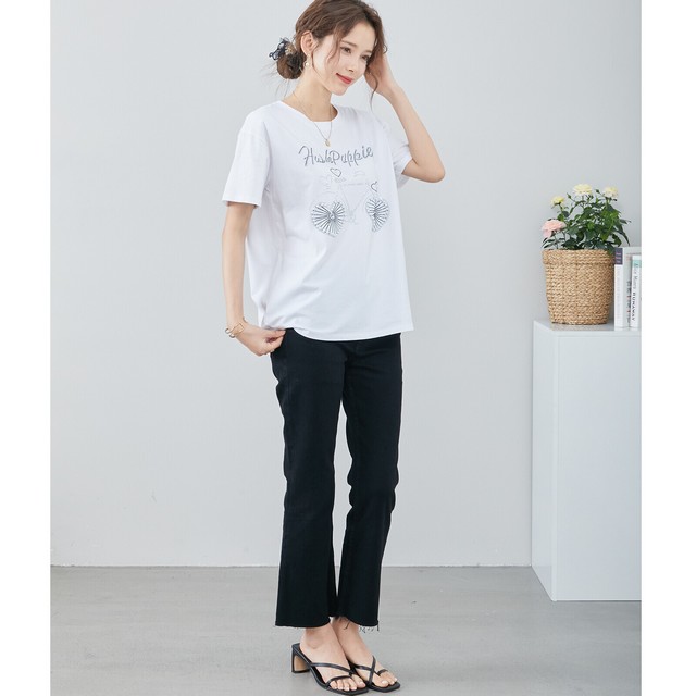 trube パールラインストーン自転車デザインTシャツ その5