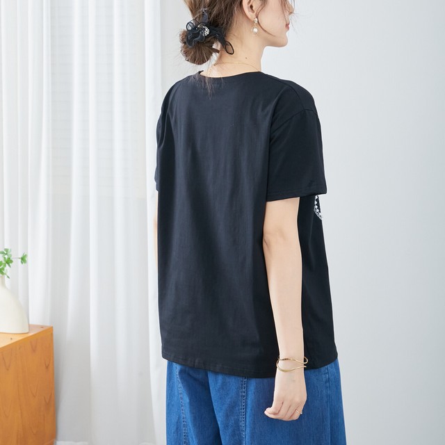 trube パールラインストーン自転車デザインTシャツ その8